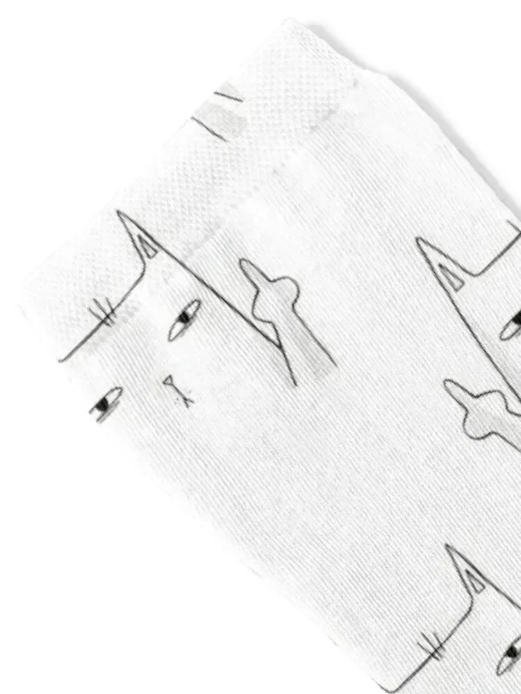 Middle Finger Cat White Socks heated Run anti-slip hockey Socks Female Men's