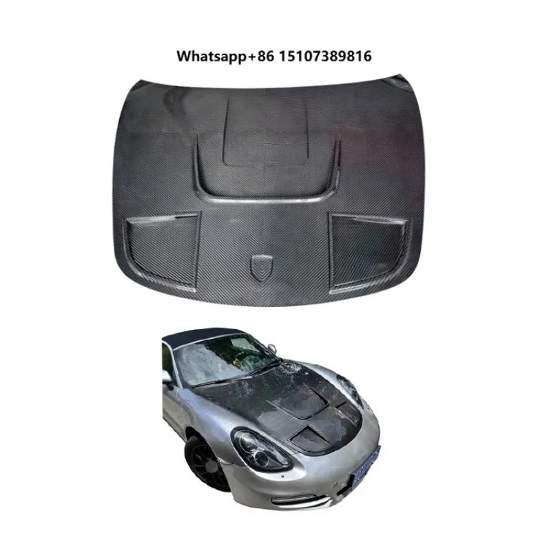 New High Quality GT Racing Style Real Dry Carbon Fiber Hood for 991 718 982 Cayman Boxster 981 Vented Track Engine Bonnet