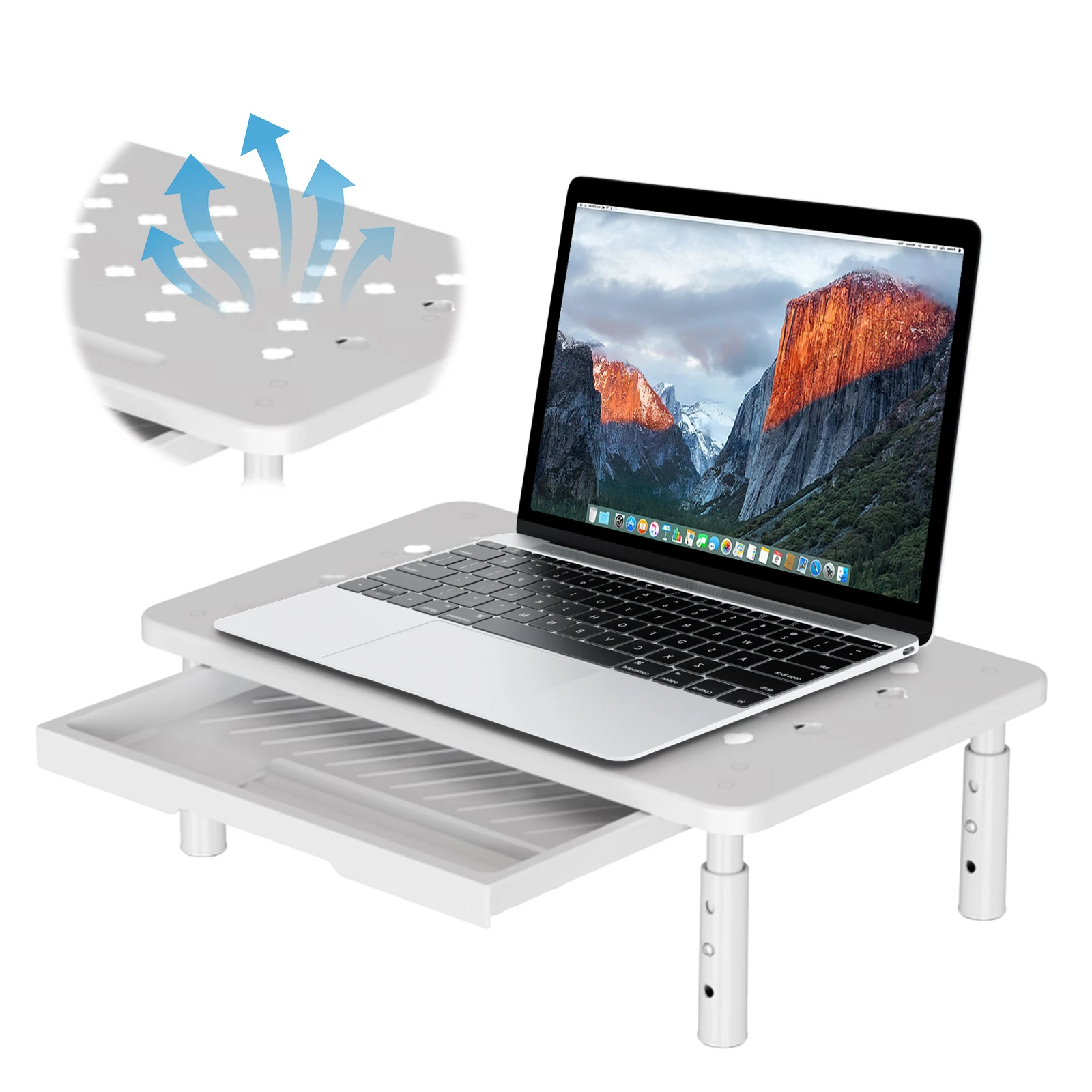 

Computer Monitor Stand 3 Height Adjustable Monitor Riser with Airflow Vents Desk Organizer for Monitor Laptop PC Printer