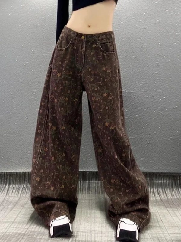 

Slimming High Waist Wide Leg Jeans Casual Sle Multi-ket High Waist Loose Fit Faionable Long Pants Straight Cut