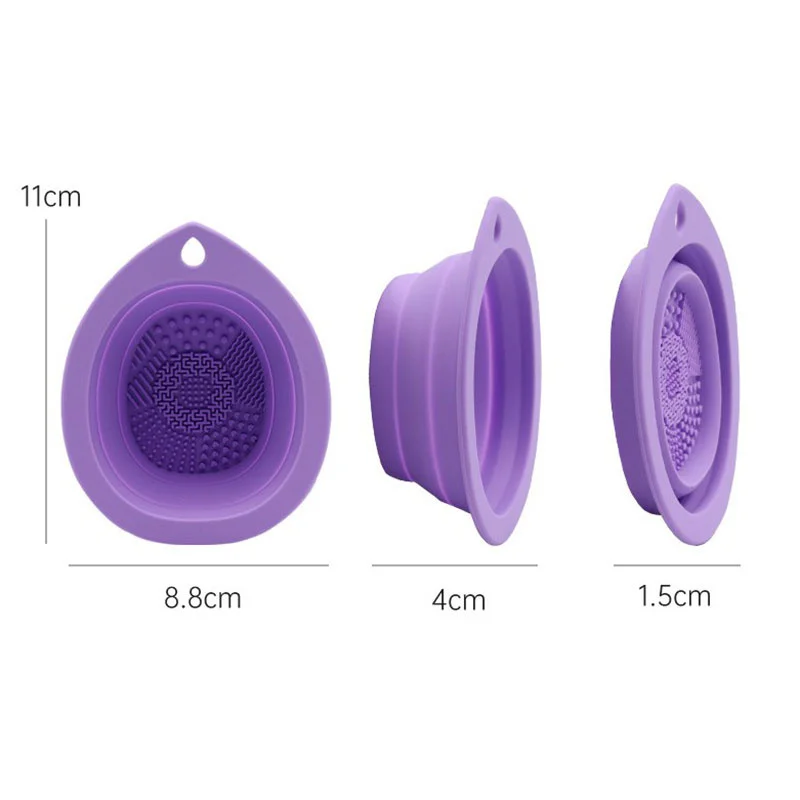 Silicone Foldable Makeup Brush Cleaner, Brush Scrubber Bowl, Portable Washing Tool Cosmetic Brush Cleaner view 3