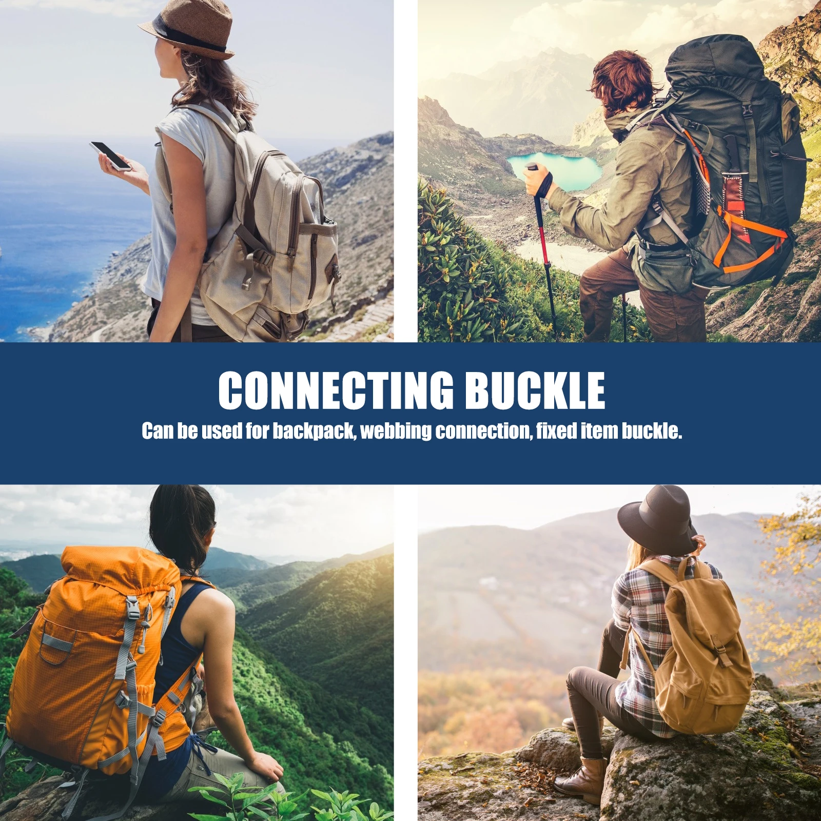 

10pcs Webbing Backpack Accessories Black Travel Connecting Connector Bag Ribbon Connecting Buckle Lightweight Durable