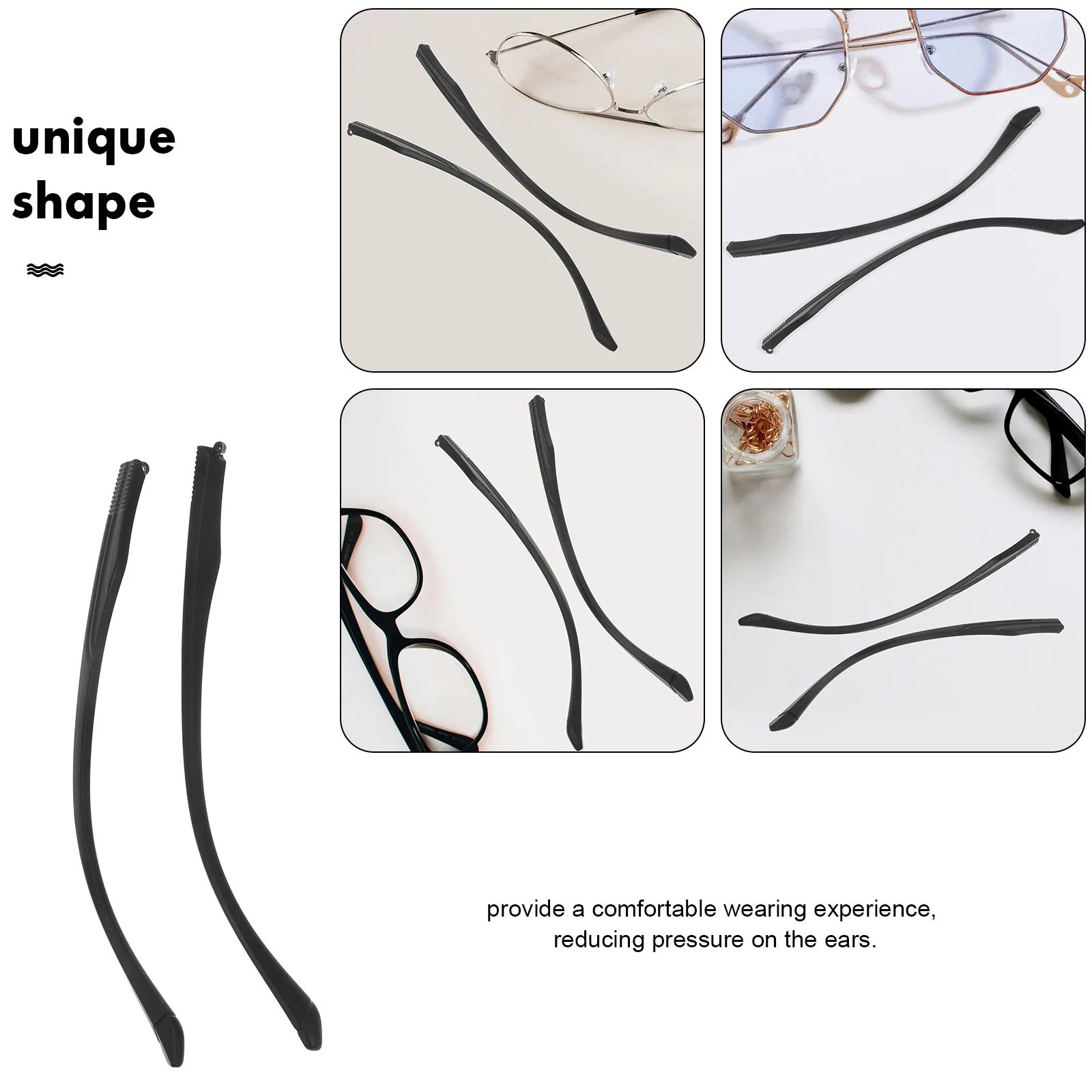 1Pair Replacement Eyeglass Temple Legs Tr90 Material Universal Fit Lightweight Comfortable Streamlined Design for Eyewear Repair