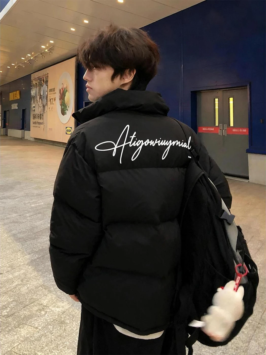 Cleanfit Thickened Cotton Jacket Men's Winter Coat with Letter Print High Street Style Youth Fashion Casual Long Sleeve Zipper