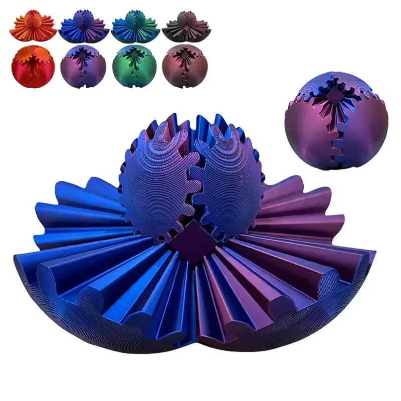 3D Printed Gear Ball Spin Ball Cube  Anxiety Relax Activity For Adults Kids Gift