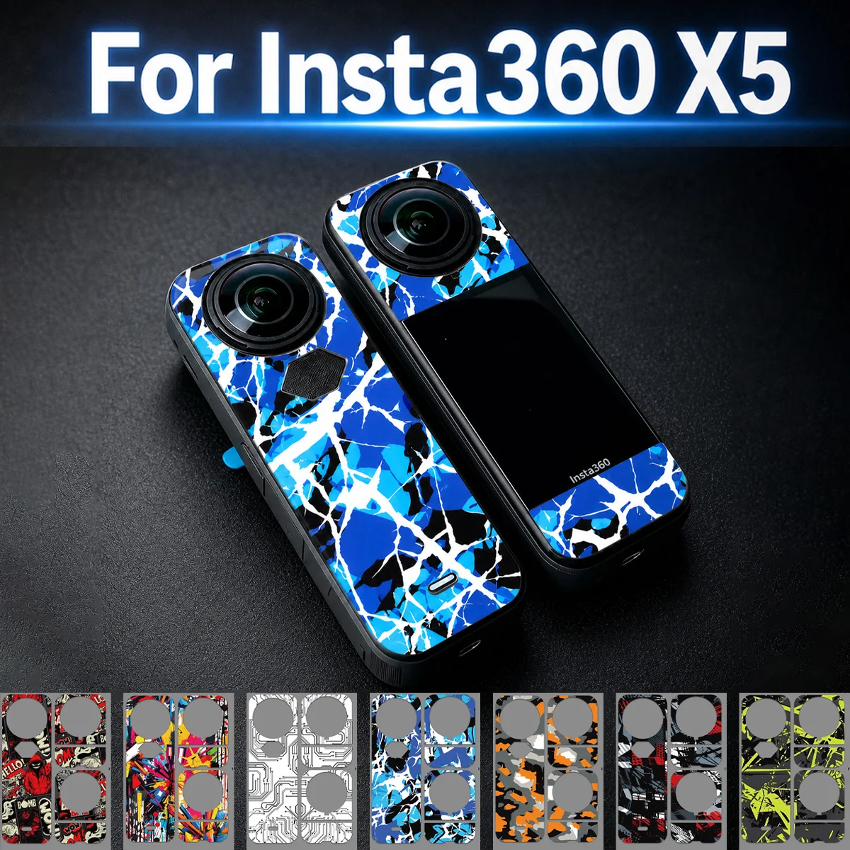 Für Insta360 X5 Kamera Graffiti-Skin-Aufkleber Vinyl Wasserdicht UV-Beständig Schutz-Dekorationszubehör Aufkleber