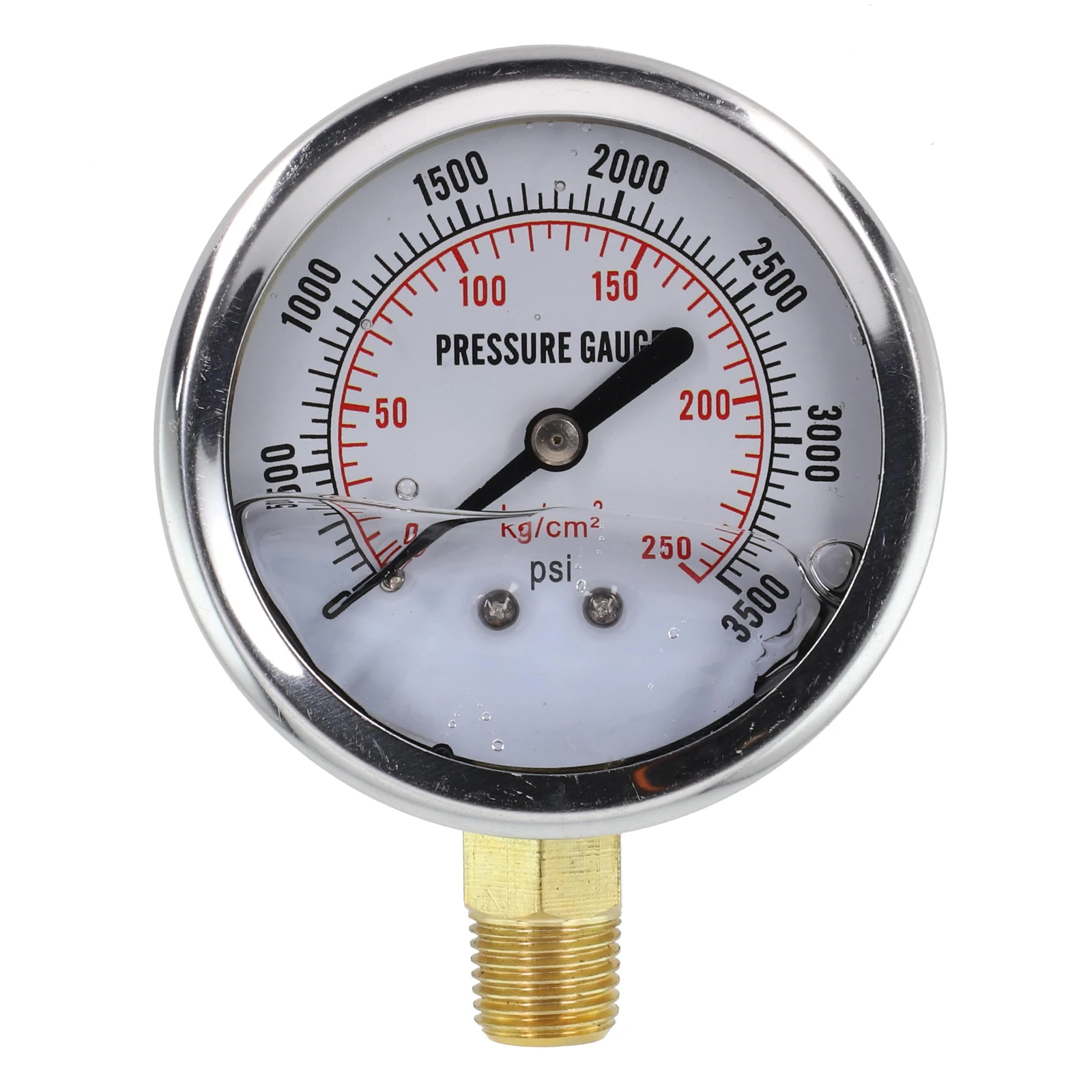 1PCS Stainless Steel Hydraulic Oil Pressure Gauge 1/4 Inch NPT Mount 0-3500Psi 0-250 Kgcm² Dual Pressure Scales For HVAC Systems