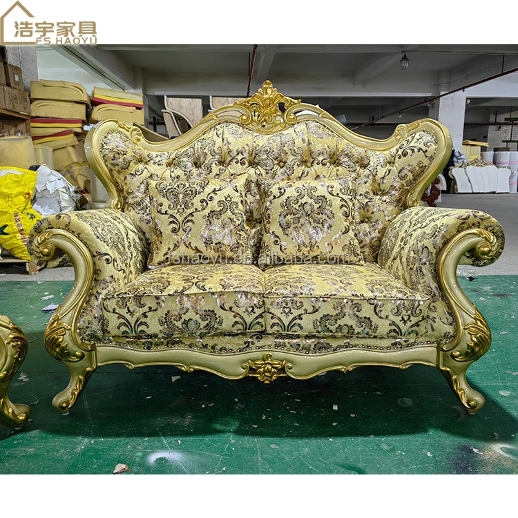 Asian Luxury Furnished Sofa 7 Seater European Style Sofa Set Living Room Antique Furniture Wood Sofa Sets