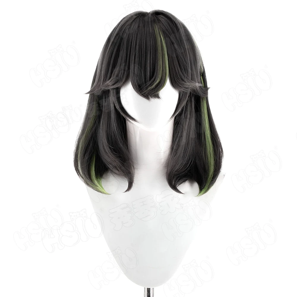 Jeu FF14 Sefina Sefina Cosplay perruque 40CM gris mélangé jaune vert cheveux courts perruque synthétique + bonnet de perruque fête Halloween perruque
