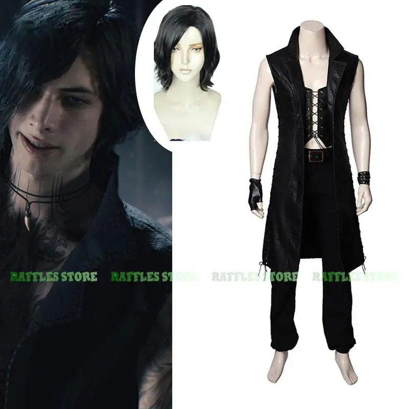 Game DMC 5 V Vitale Devil Cosplay Costume Wig May Cry Cosplay Costume Uniform Outfit Custom Made Halloween Party Mens Clothes