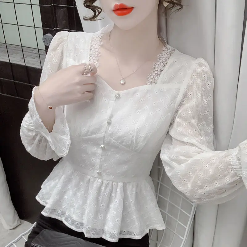 Chiffon Shirt Top Women New Design Niche Palace Style V-neck Shirt Western Style Small Shirt for Women