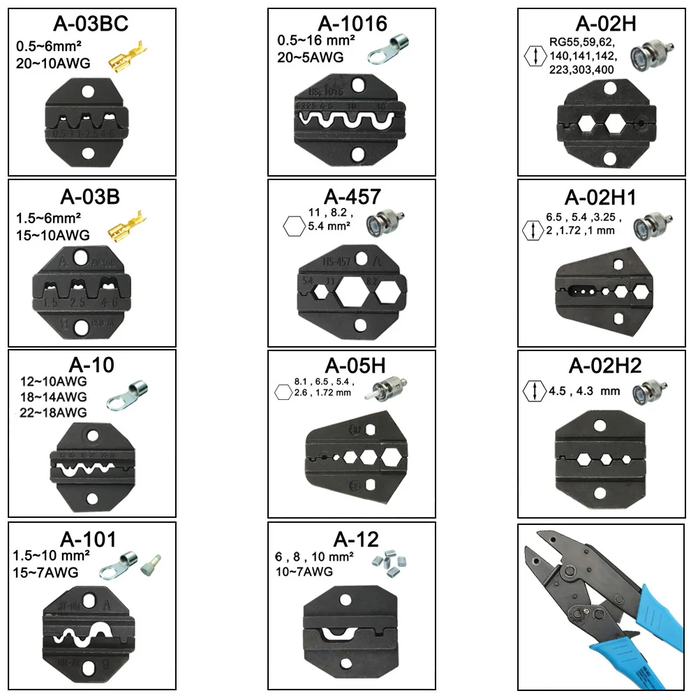 A05H A02H2 A12 A02H Zestawy matryc do HS HS-05H FSE-05H AM-10 EM-6B1 EM-6B2 CRIMPING PILER Zaciskarka jeden zestaw modułów szczęk