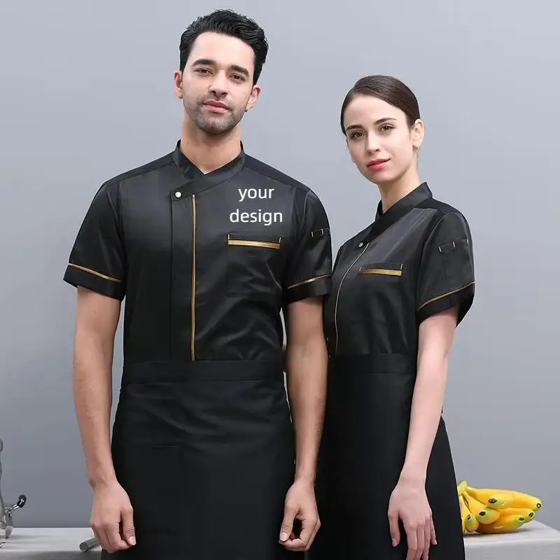 Chef Uniform Men Cook Clothes Unisex Restaurant Kitchen Shirt Short/Long Sleeves Pastry Jacket Works Top Print Logo Design