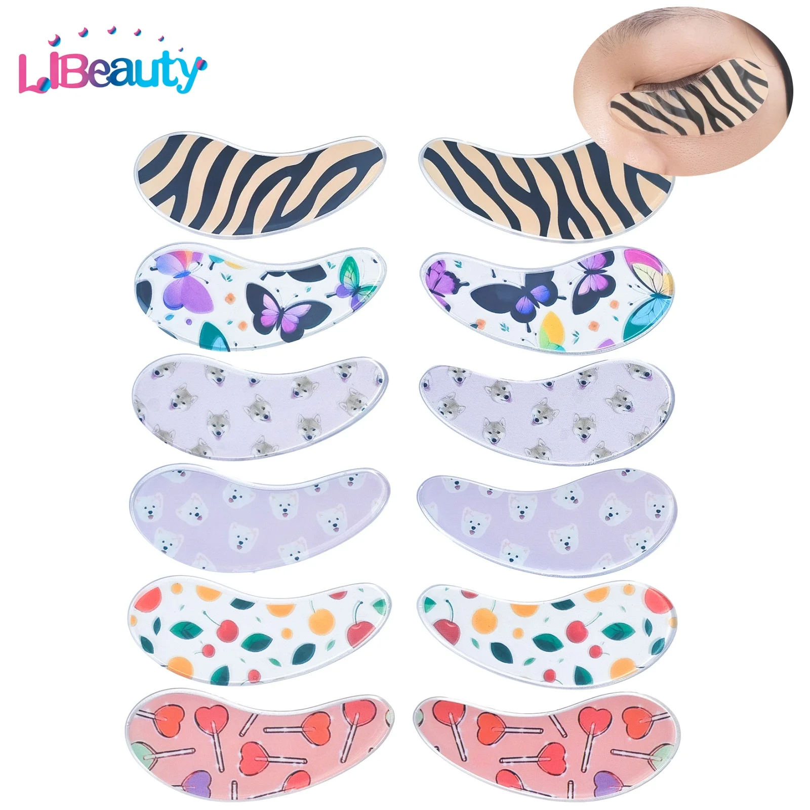 Libeauty シリコーン再利用可能なアイパッチストライプラッシュリフトパッドまつげエクステンション超粘着性アンダーアイジェルパッチメイクアップツール