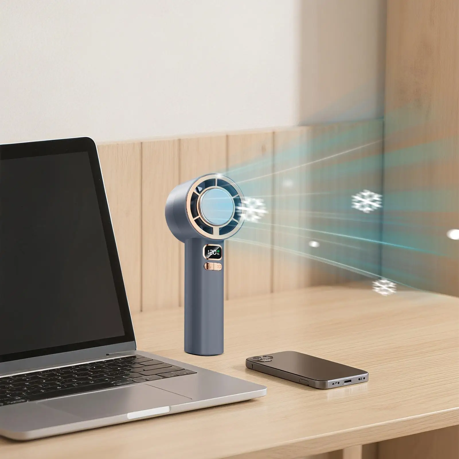 

Handheld Fan Rechargeable USB Rechargeable Personal Hand Held Fan With Digital Display Speed 1-120 Adjustable Cooling Device