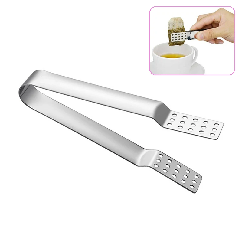 Tea Bag Clip Stainless Steel Thickened Lemon Tweezer Ice Sugar Barbecue Clip Home Kitchen Gadget Teaware Tong Squeezer Food Clip