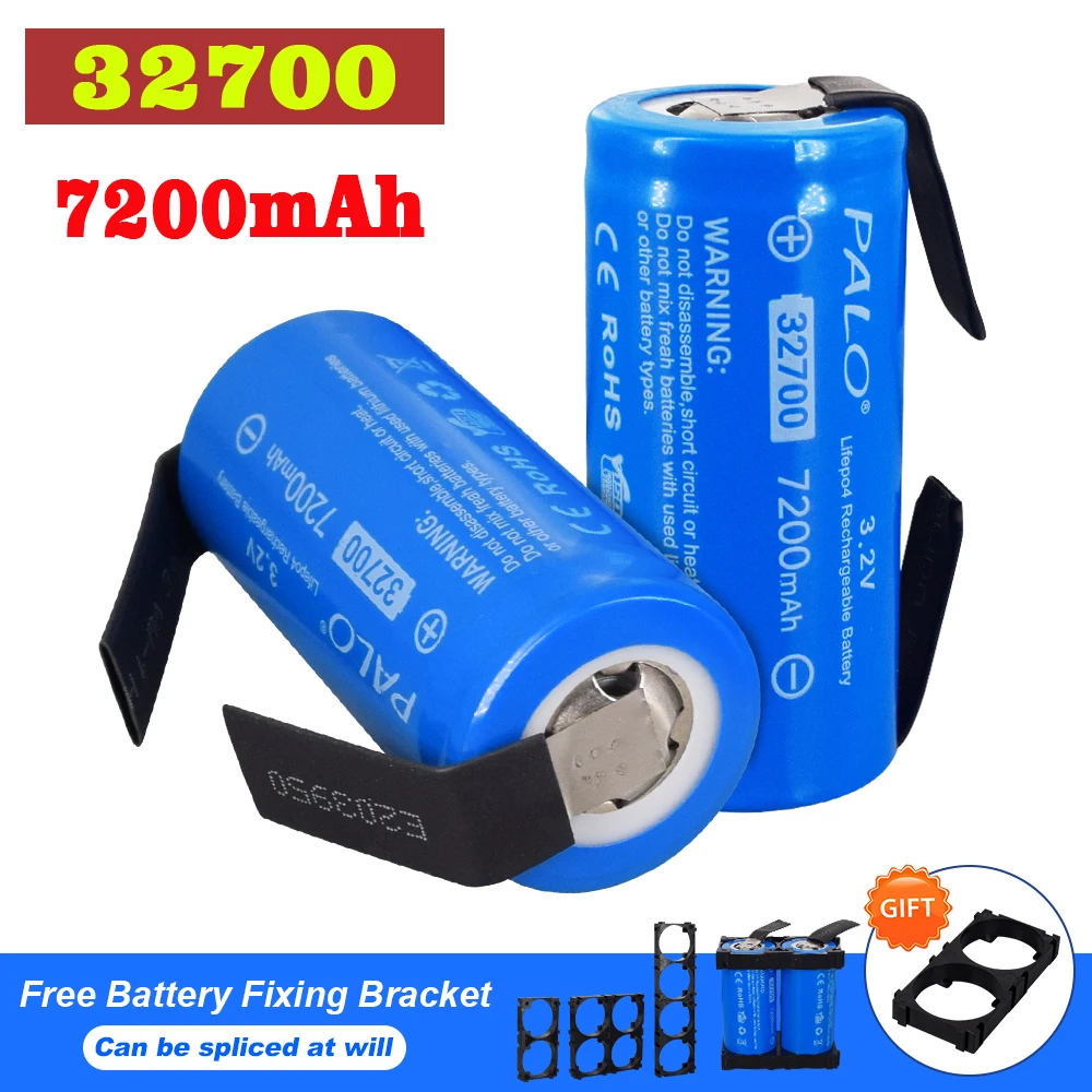 

PALO 3.2V 32700 battery 7200mAh new High power lifepo4 35A Continuous Discharge Maximum 55A battery 32700 + Nickel Sheets