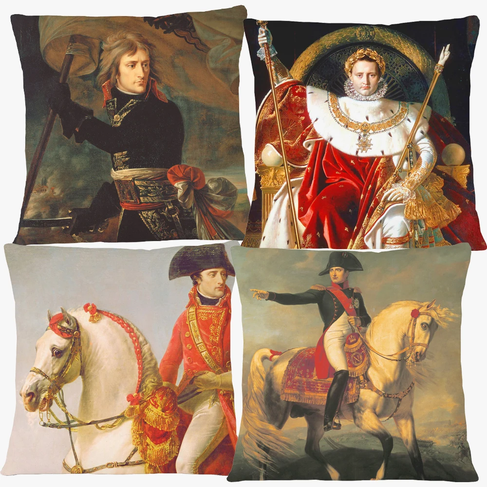 The Emperor Napoleon Portraits Cushion Cover European Oil Painting Vintage Retro Style Decorative Pillow Case