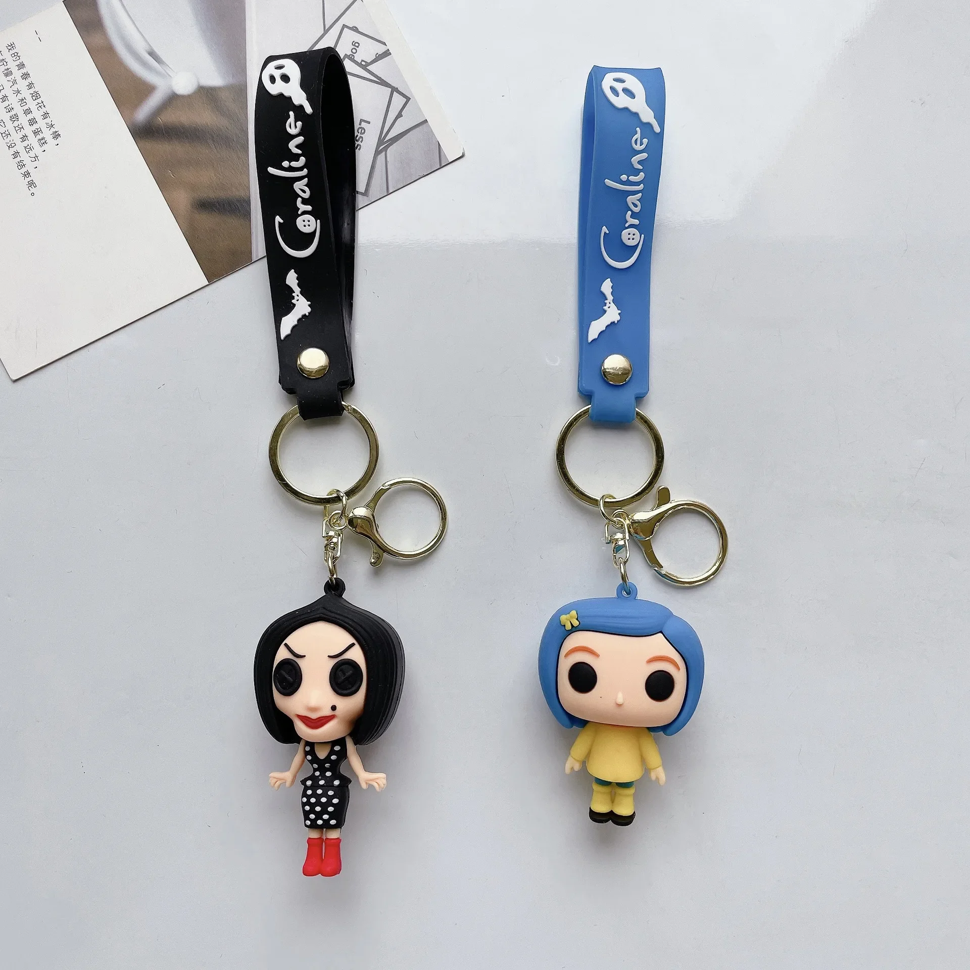 Disney Scary Movie Coraline & The Secret Door Figure Keychain for Women Men Fans Another Mother Pendant Keyring Keys Holder Gift