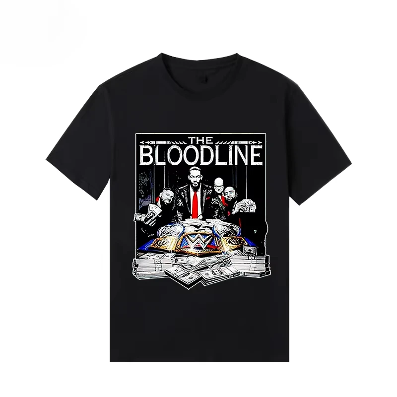 2024 WWE Trend Brand 2024 New The Bloodline Roman Raines Loose Short Sleeve Printed T-shirt Men's Streetwear