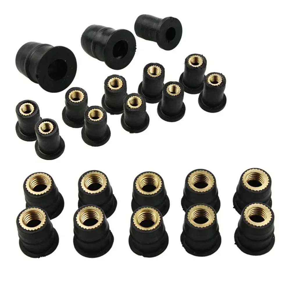 5pcs M5 / M6 Motorcycle Rubber Well Nuts Accessories Fasteners Universal Motorcycle Modified Windshield Brass Rubber Nut