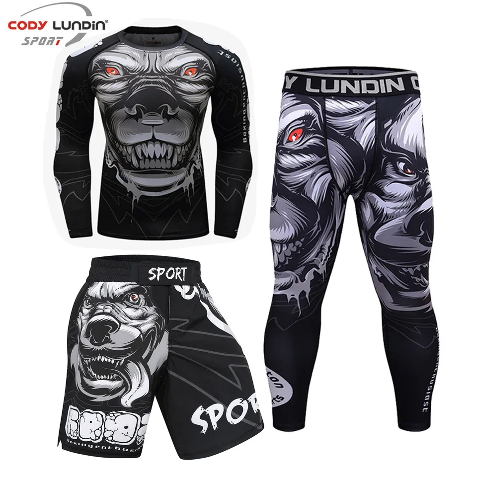 Homens mma kickboxing agasalho camisa de compressão calças shorts de boxe conjunto bjj rashguard ginásio roupas de fitness ternos esportivos