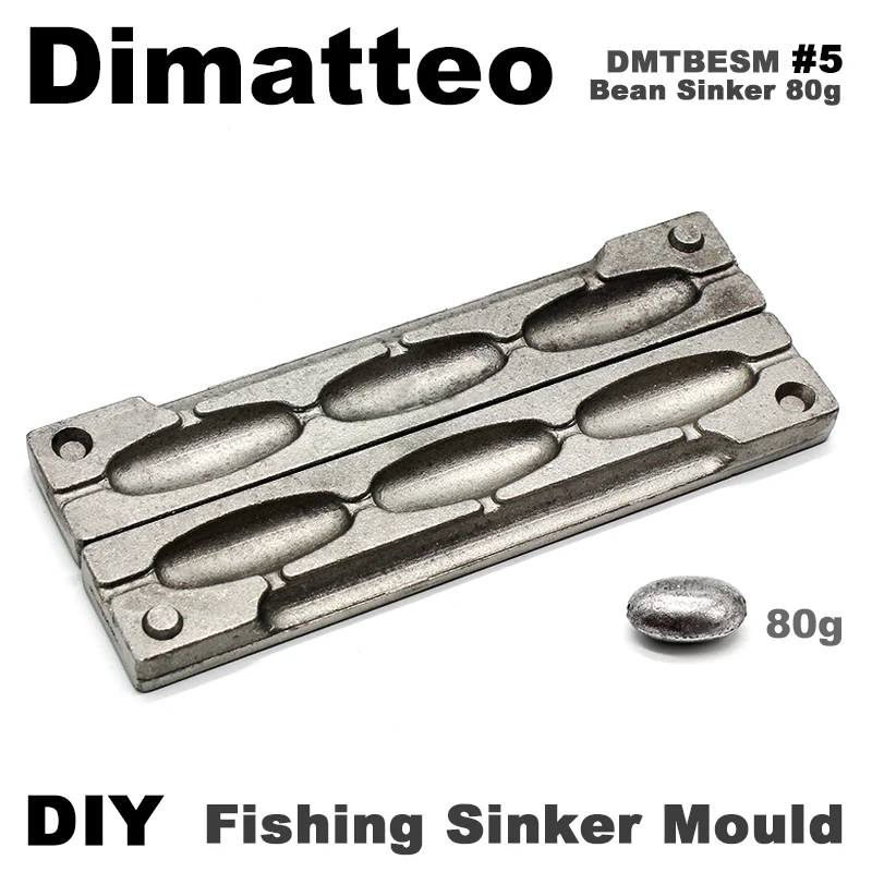 Dimatteo DIY Fishing Bean Sinker Mould DMTBESM/#5 Bean Sinker 80g 3 Cavities