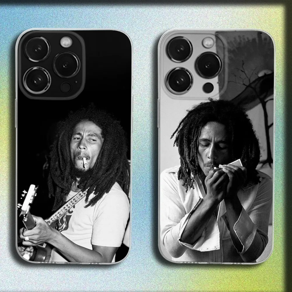 

Singer B-Bob Marley Smoking Phone Case For iPhone 16,15,14,13,12,11 Plus,Pro,Max,XR,XS,Plus,E,Mini Transparent Soft Cover