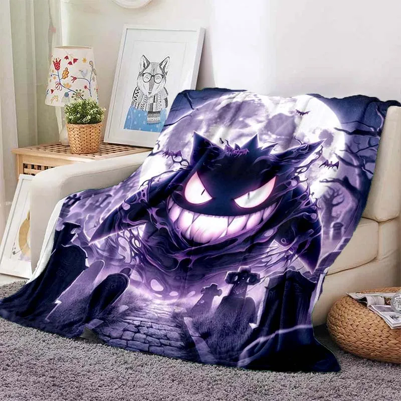 

Pokémon Gengar Halloween Printed Blanket for Home Travel Sofa Camping Soft and Comfortable Blanket for Adults and Children Gifts