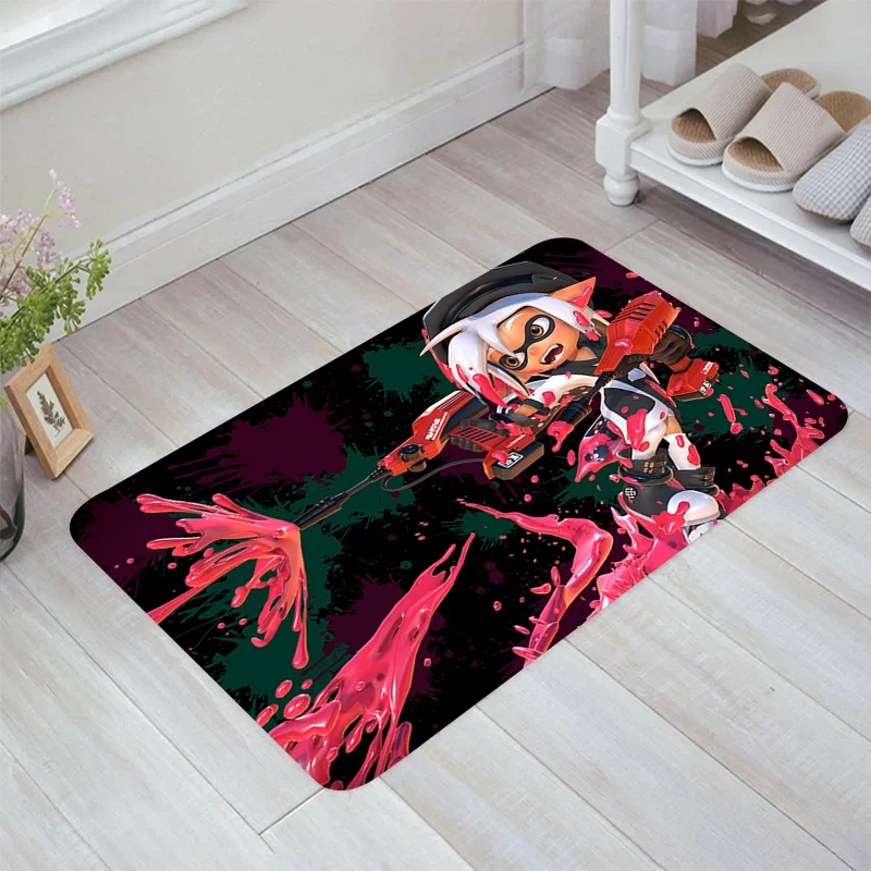 Game S-Splatoon 3 Floor Mat Carpet Entrance of House Room Mats Rugs Carpets Kitchen Rug Balcony Home Foot Doormat Door Bathroom