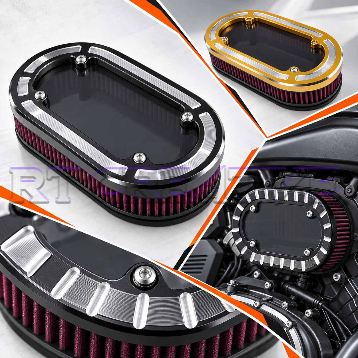 1. Motorcycle Left & Right Air Intake Shell Retro Oval Transparent Air Filter Decor Cover For QJMOTOR SRV 600