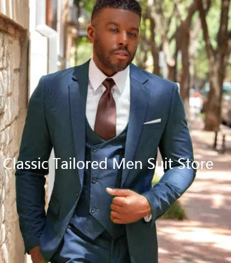 Traje clásico de corte Regular para hombre, traje Formal de 3 piezas, hecho a medida, ideal para boda, graduación, novio