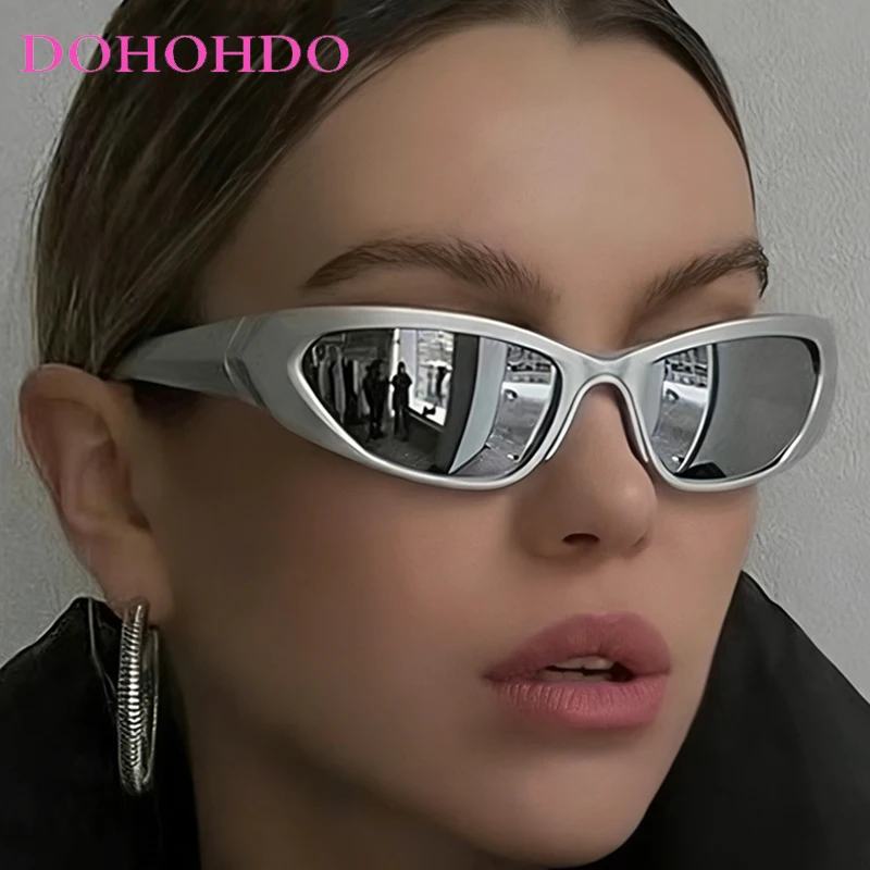 

DOHOHDO New Cycling Sports Steampunk Sunglasses Women Punk Goggle Designer Sun Glasses Men Silver Mirror Shades Fashion UV400