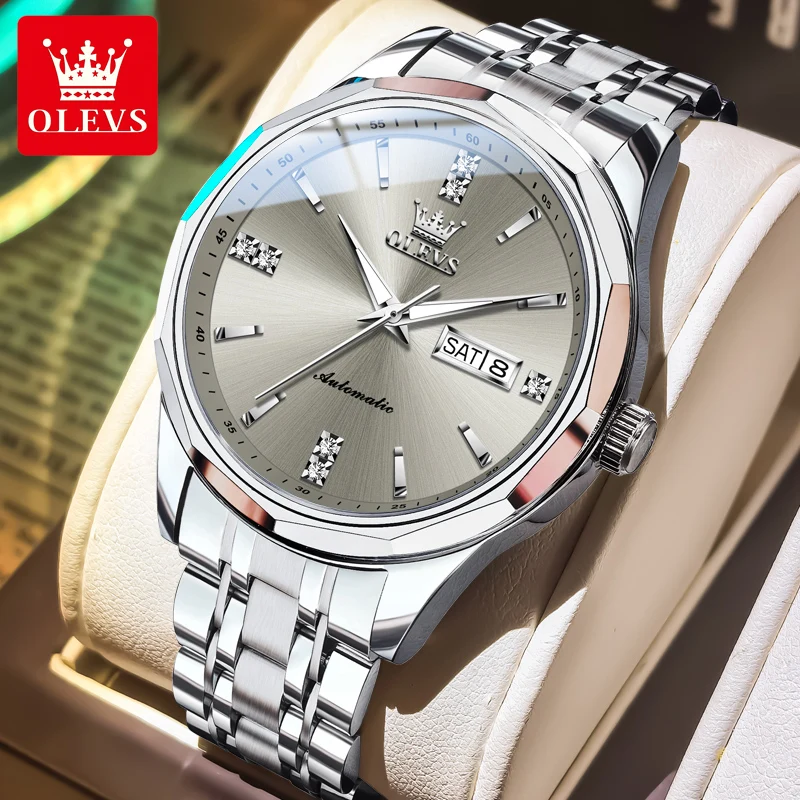 OLEVS 7056 Luxury Men Imported Movement Mechanical Watch Brand Waterproof Calendar Sapphire Mirror Men Automatic Watch Reloj