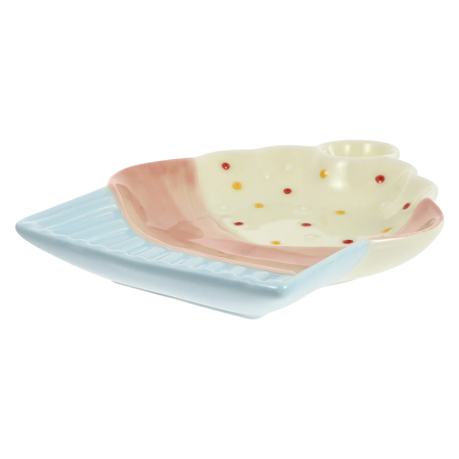 1Pcs Ceramic Dumpling Plate Cake Shape Multi Functional Food Serving Dish for Noodles Steaks Desserts Salad Home Restaurant