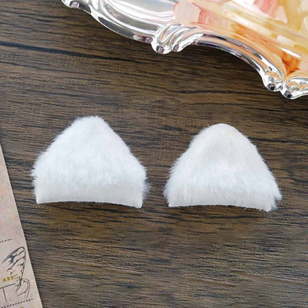 10Pcs Doll Ear Handmade Plush Imitation Animal Ears Black White Colors Doll COS DIY Kids Toys Clothes Accessories Headwear