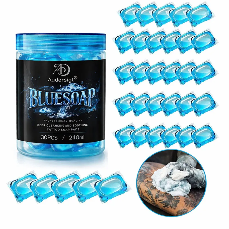 

Audersigt 30PCS Concentrating Blue/pink Soap Pacs Mild Tattoo Cleaning Soothing Aftercare Solution Soap Pacs for Tattoo Salon