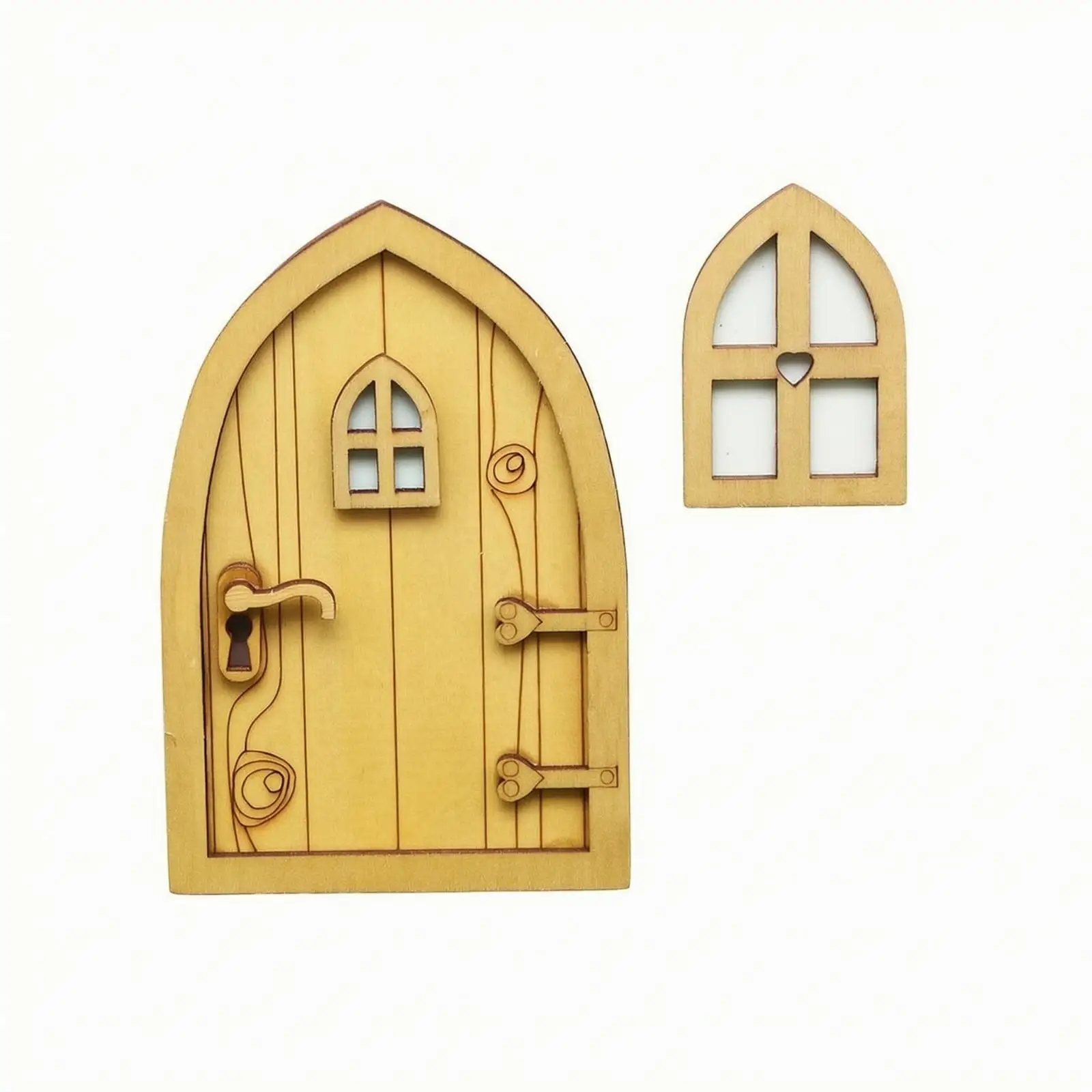 Miniature Glow Door for Fairy Garden Decorations Wooden Dollhouse Mini Door Light Up Accessory for Garden Fairy House Scene