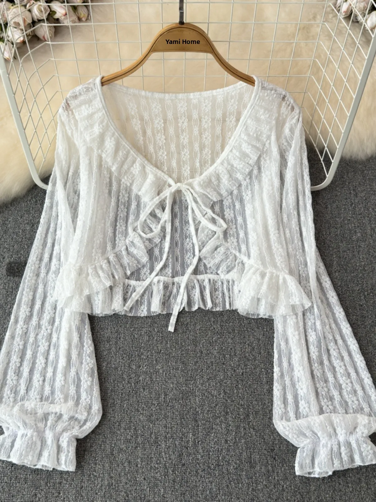 كارديجان دانتيل مفتوح للنساء، فساتين صيفية بحمالات، ملابس خارجية رقيقة، شال بحزام، قميص مكيف هواء قصير، طبقة خارجية خفيفة