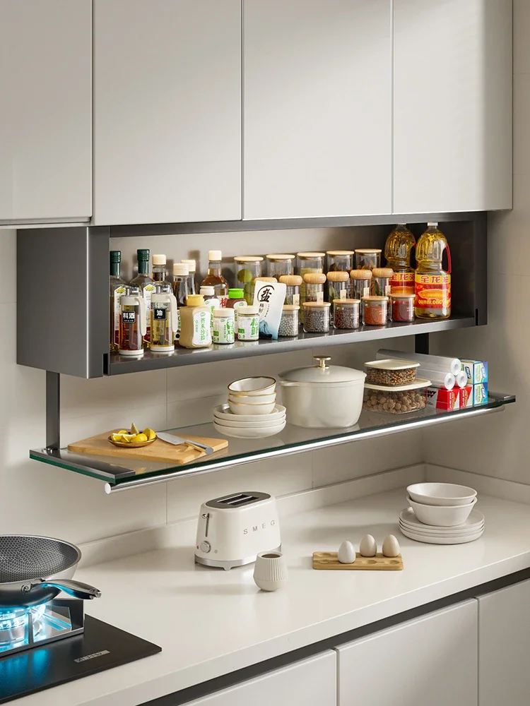 

Кухонная полка для приправ Настенный подвесной шкаф Низ ящиком для приправ Настенное хранилище Полка для шкафа