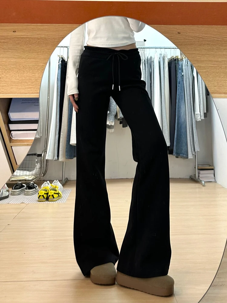 بنطلون كاجوال أبيض بقصة واسعة قليلاً للنساء، موديل ربيع وخريف جديد، مرن، أنيق، نحيف، بنطلون رياضي، بنطلون واسع