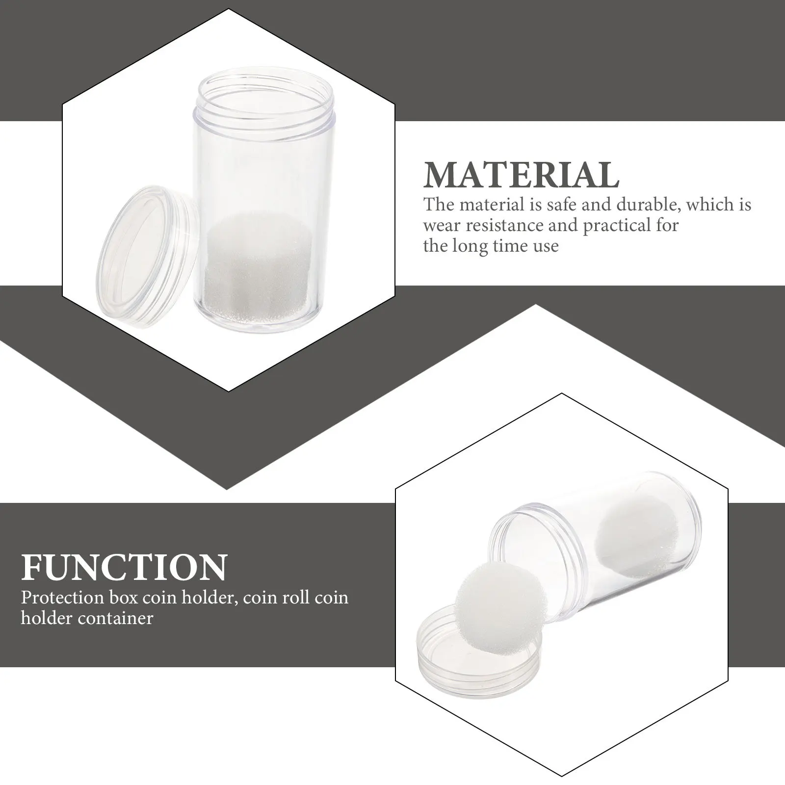 

2pcs Plastic Tubes 6X3X3Cm Clear Storage Containers For Collecting Supplies Holder Organizer Capsules Tube Container Coin