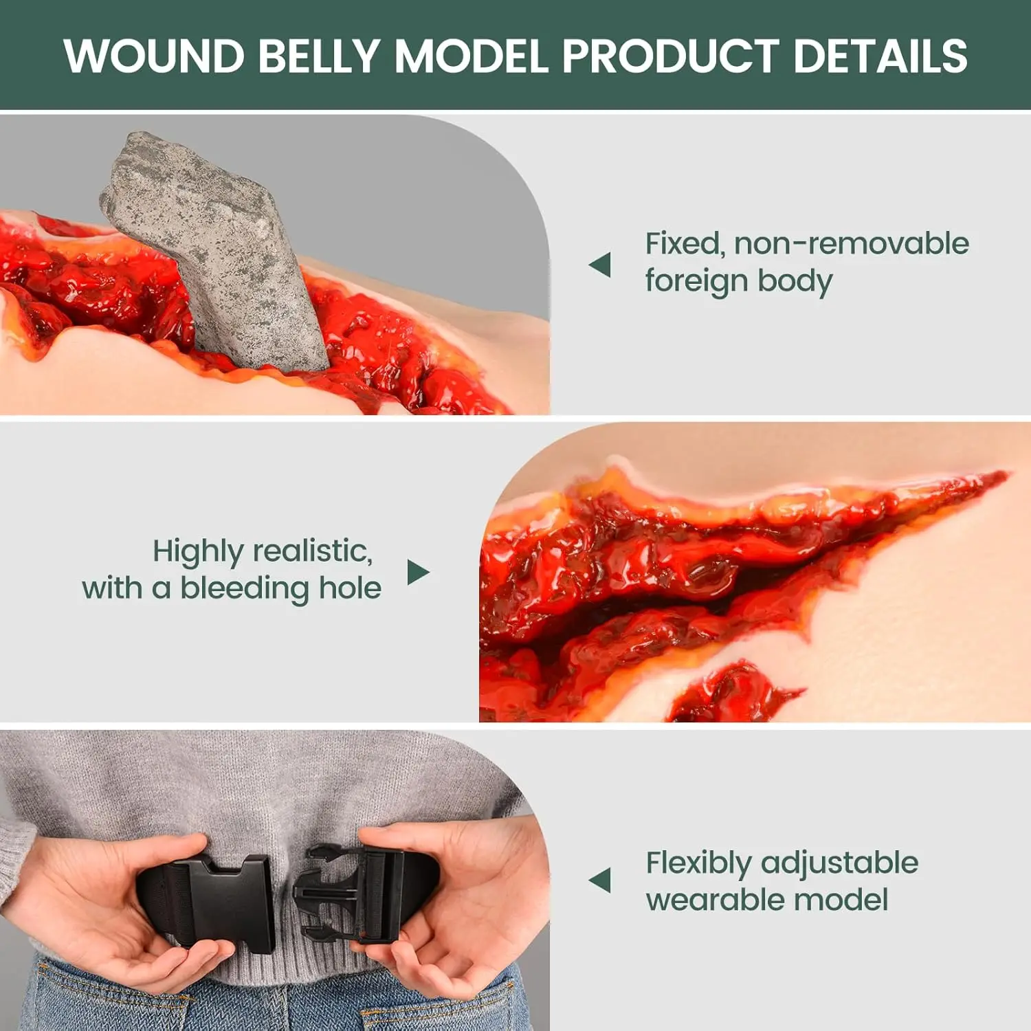 Ultrassist Wearable Wound Belly Model Training Kit Wound Packing and Stop The Bleed Training for First Aid Medical Education