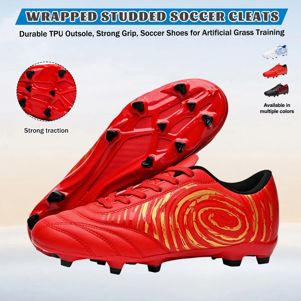 AG/FG Long Spikes Football Boots Unisex Lightweight Shockproof Cleats Suitable for Outdoor Grass Soccer Competition