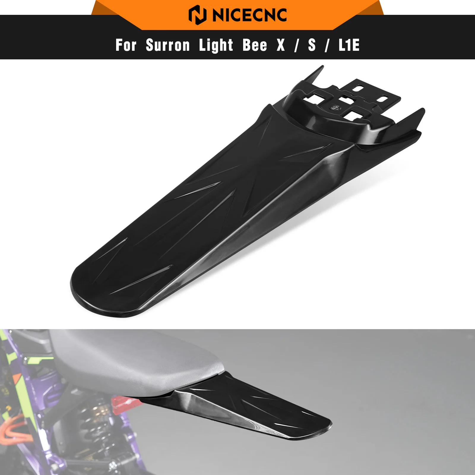 

NICECNC For Surron Light Bee X Light Bee S Extended Longer Rear Fender For Segway X160 X260 Electric Dirt Bike 2023 2024 2025
