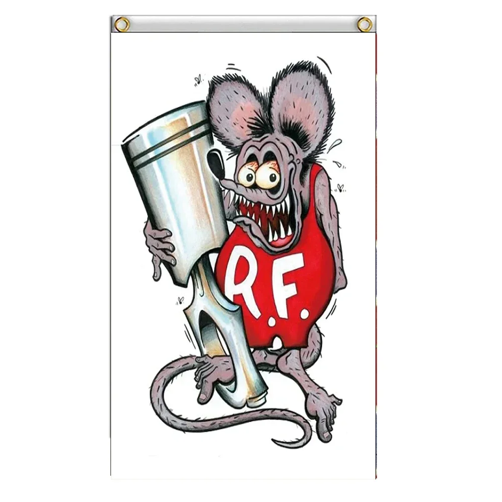 2X3FT 90x150cm Rat fink choppers flag for decoration