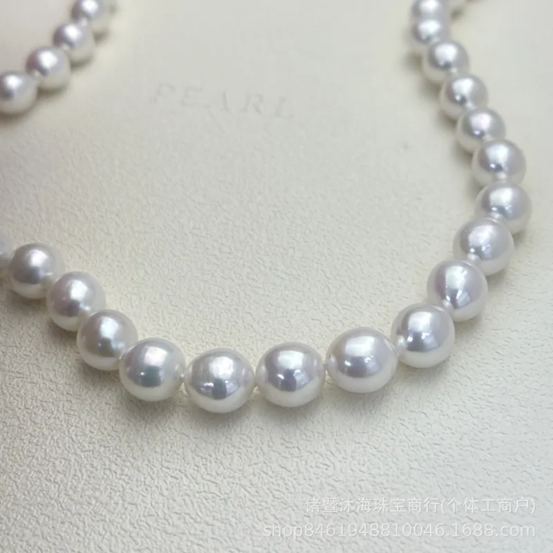8-9mm natural freshwater s925 sterling silver mother-of-pearl necklace