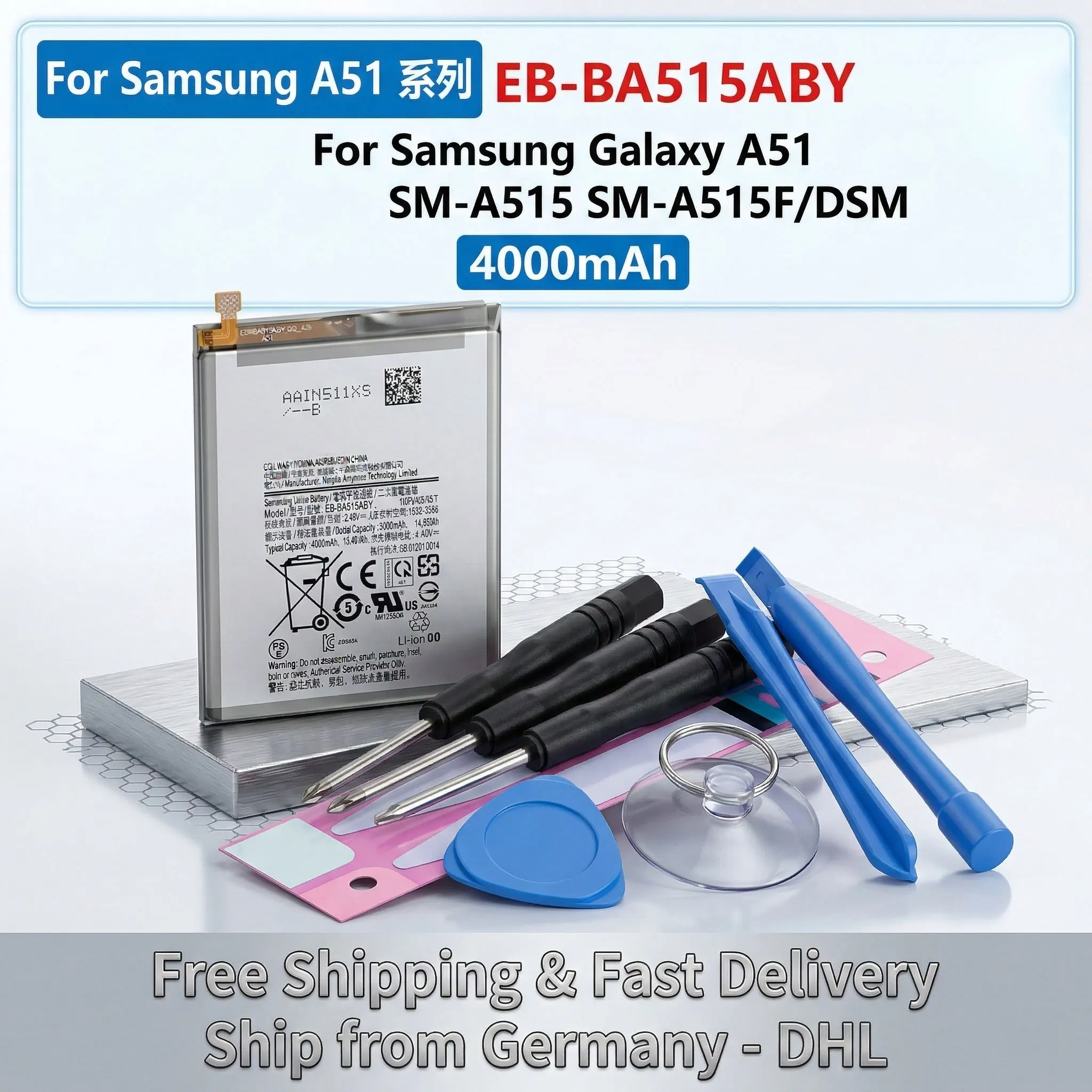 

4000mAh EB-BA515ABY Brand New Replacement Battery For Samsung Galaxy A51 SM-A515 SM-A515F/DSM