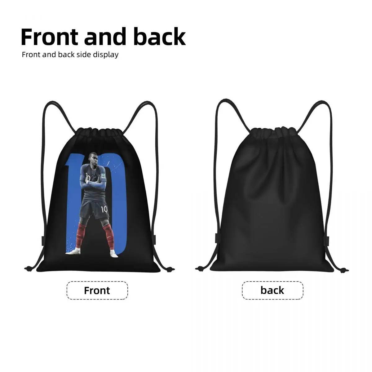 Custom KM Mbappes Drawstring Backpack Women Men Gym Sport Sackpack Foldable French Football Pop Art Training Bag Sack