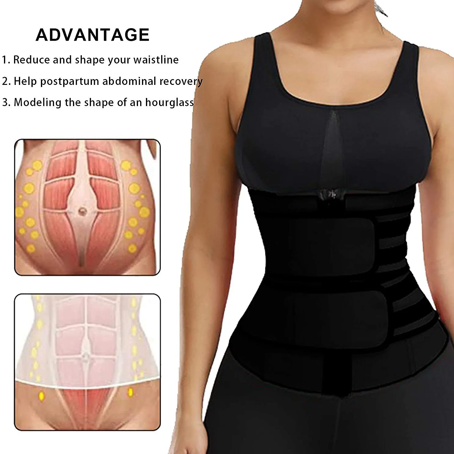 Waist Trainer Waist Shaper Sport Girdle for Weight Loss Fitness Workout Sport Tummy Control Back Support XL